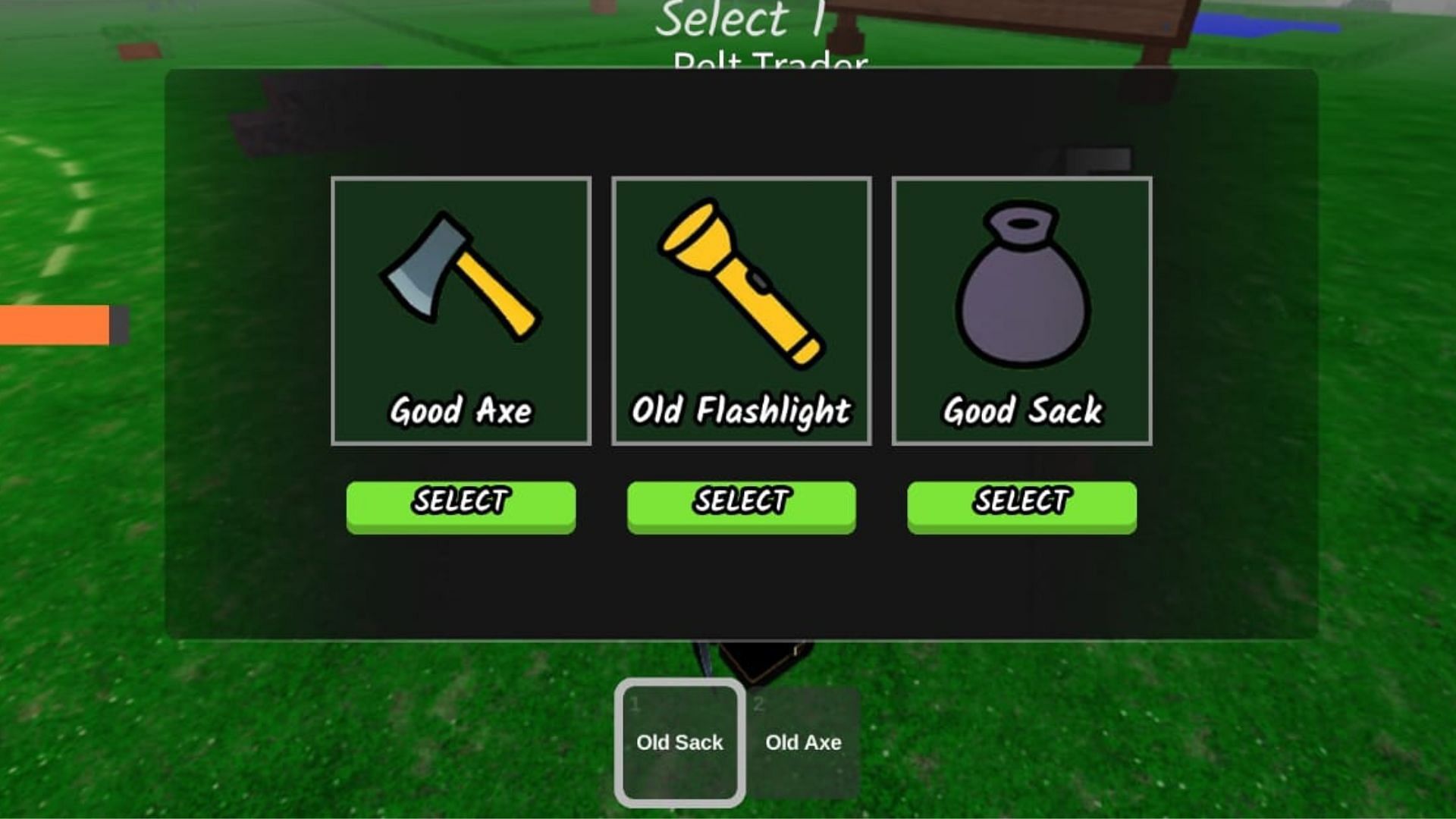 The Pelt Trader gives three options (Image via Roblox)